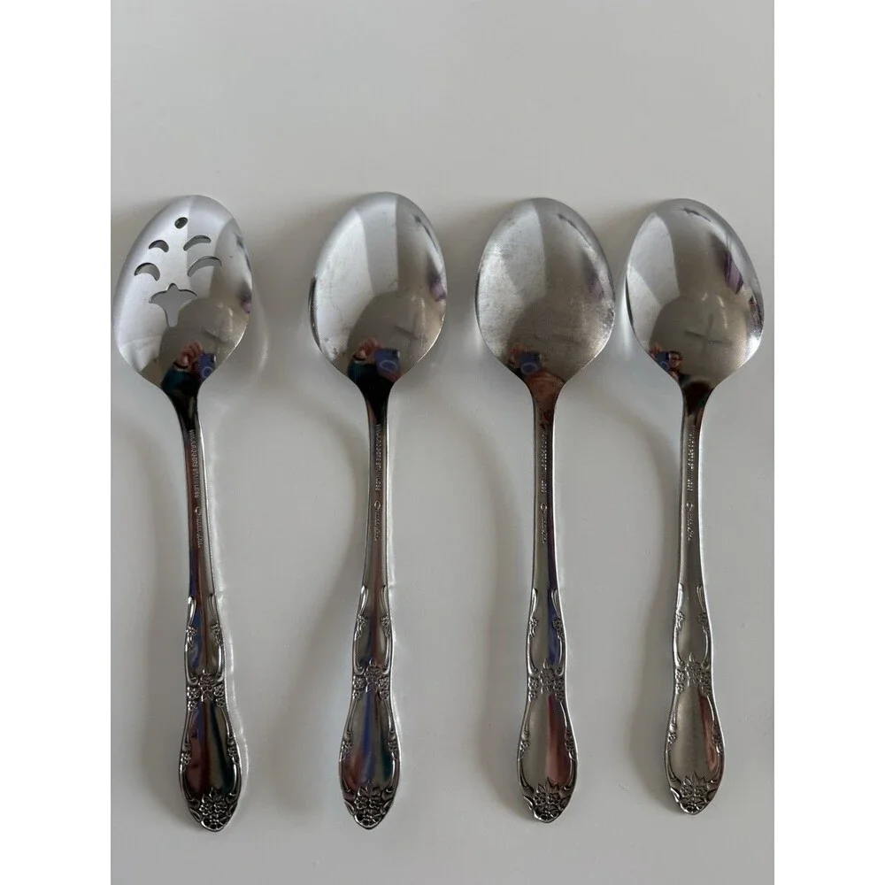 Serving Spoons Set Of 4 Oneida Fenway Wm A Rogers Daydream Stainless Flatware
